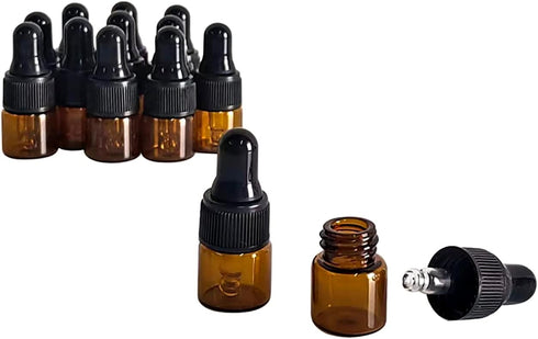 50 Pack Amber Glass Mini Dropper Bottles,1ML Amber Essential Oil Dropper Bottle for Travel Test Sample Perfume...
