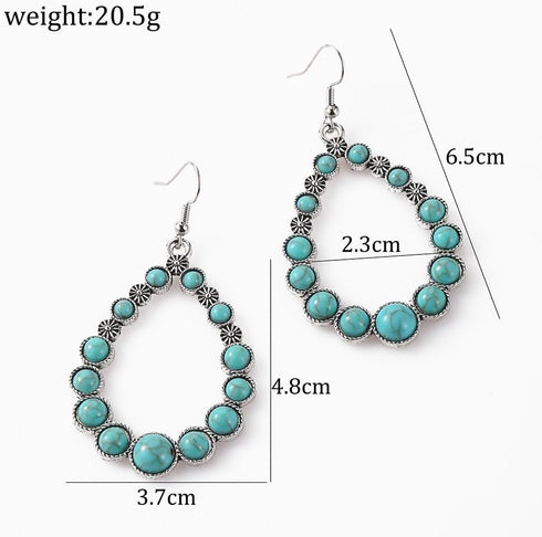 Turquoise Bohemian Dangle Earrings for Women, Turquoise Dainty Teardrop Drop Earrings Boho Hoop Healing Stone Earrings Jewelry Gifts...