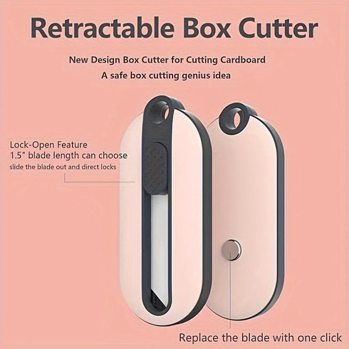 Box Cutter Retractable, Box Opener, Ceramic Box Cutter, Mini Box Cutter, Safety Box Cutter, Cute Box Cutter, Small Box Cutter For Women (PINK) (PI...
