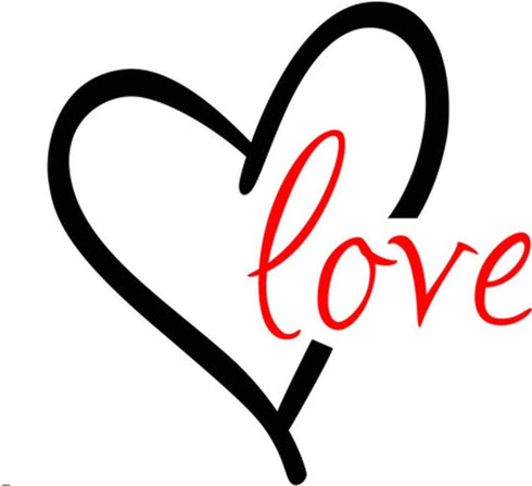 BIBITIME 16.93" x 16.93" Black Heart Red Love Wall Decal Valentine's Day Vinyl Sticker for Baby Infants Toddlers Nursery Bedroom Children Kids Roo...