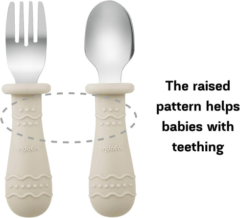 PandaEar 6 Pack Toddler Plates and Utensils Set, 2 Pack Silicone Baby Plates with Suction and 4 Stainless Steel Baby Spoons Forks, Toddler Dinnerw...