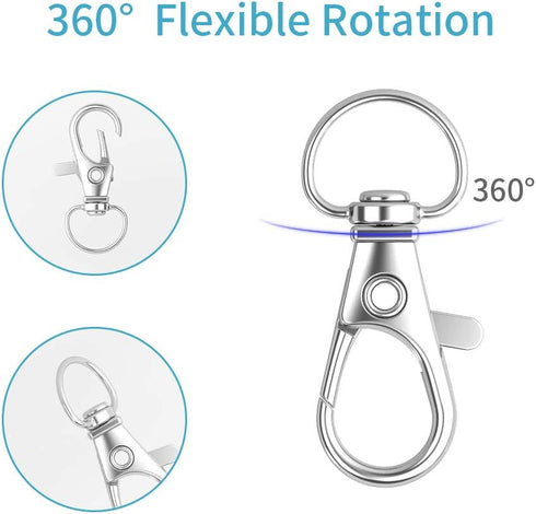 100PCS Keychain Hooks with Key Rings,Metal Swivel Lobster Claw Clasps, for Keychain Clip Lanyard, Jewelry Making, Crafts (Silver)...