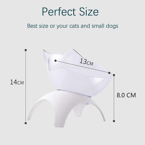 Cat Elevated Bowl with Raised Stand, 15 Degree Tilted Design Neck Guard Stand Raised Pet Food Water Feeder Bowl for Cats or Small Dogs (Single Whi...