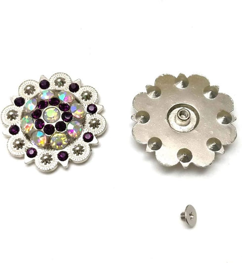 Berry Conchos with Screws Metal Flower Rhinestone Conchos 12 Pieces...