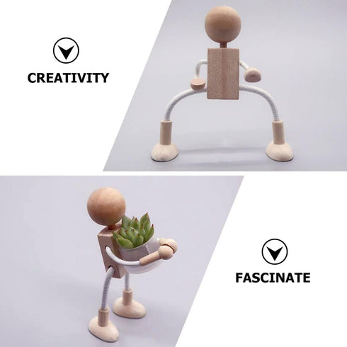 4 pcs Unfinished Wooden Robot Peg Dolls Wooden Figures People Bodies for DIY Painting Supplies Peg Dolls...