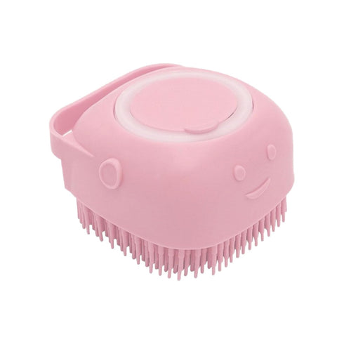 Dog Cat Bath Brush Comb Silicone - Dog Bath Brush Scrubber Pet Brush Bath Brush For Cats Dogs With Soap Dispenser Grooming Cleaning (Pink)...