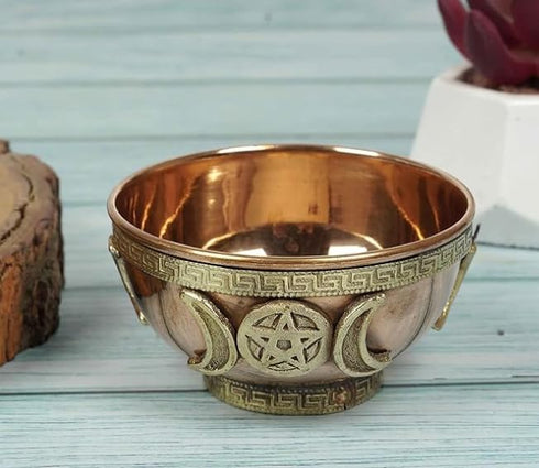 Triple Moon Copper Offering Bowl 3", Great for Altar use, Ritual use, Incense Burner, smudging Bowl, Decoration Bowl, offering Bowl - Xtrendy...