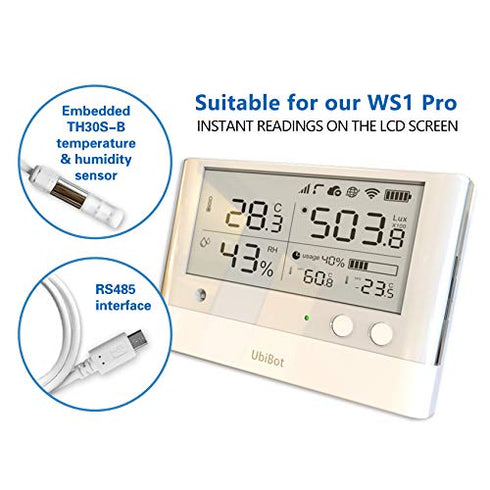 UbiBot TH30S-B External Temperature and Humidity Probe, Temperature Humidity Sensor Combined in one Probe, Monitor -40 to 80 C,0 to 100% RH, Micro USB Connector,(Matches with Our WS1 Pro Device only)