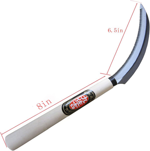 Japanese Weeding Sickle Handheld Steel Grass Weeder, Thick Blade Gardening Quick Work, Beige...