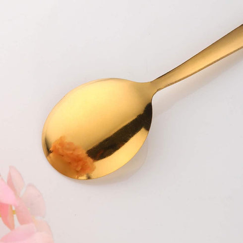 Bouillon Round Spoon 12 Pieces Stainless Steel Soup Spoons, BUY&USE 5.9-Inch Gold Color Dinenrware...