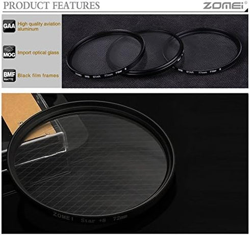 ZOMEI 55mm Star-Effect Cross Starburst Twinkle Lens + 4 Points Star Filter + 6 Points Star Filter + 8 Points Star Filter Set for Canon Nikon...