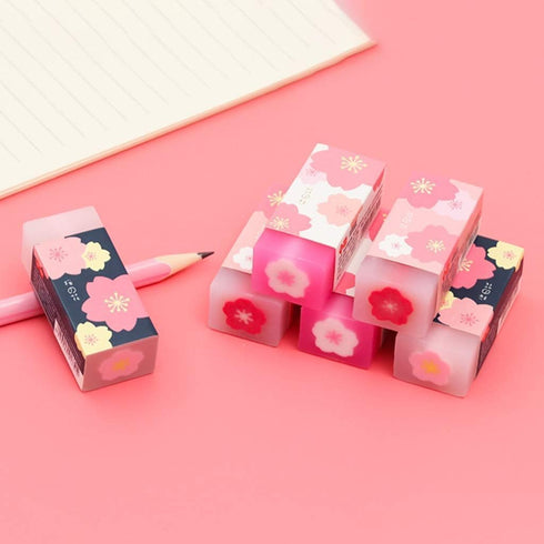 3 Pcs Pink Lovely Cherry Blossoms Rubber Erasers of Sakura Petal Sketch Painting Pencil Correction Tool School Office Stationery Supply Standard P...