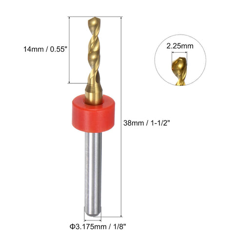 uxcell 10pcs PCB Drill Bits 1/8" Shank 2.25mm Titanium Coated Carbide Micro Twist Mini Drill Bits Set Rotary Drilling Tool for Print Circuit Board...