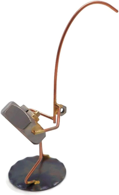 Fishing Nut Collectible Handmade Metal Art Figurine, Desk Accessories, Trophy, Boss Gift, Home Office Décor...