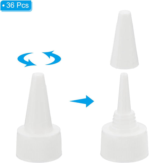 PATIKIL Twist Bottle Caps, 36Pcs 24/410 Squeeze Bottle Cap Replacement Caps for Glue Dispensing Bottles Dispensing Caps Paint Bottles, White...