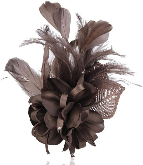 Dainty Fabric Flower Brooches Delicate Feather Leaves Rose Brooch Classic for Wedding Party Dance Banquet for Women Ladies Elegant Lapel Pins CZ D...