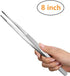 Kitchen Tweezers Stainless Steel 8 Inch Long Tweezers Tongs, Heavy Duty large food tweezers with Precision Serrated Tips for Cooking(8" Straight)...
