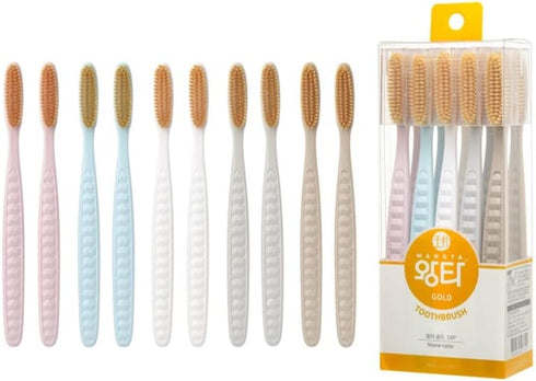 Wangta Soft Toothbrush, 10 Pack (Gold) – Best Manual Toothbrush for Maximum, Efficient Cleaning and Sensitive Gums and Teeth...