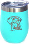 Bevvee Black Lab Face Wine Tumbler with Sliding Lid - Stemless Stainless Steel Insulated Cup - Labrador Retriever Outdoor Camping Mug - Teal...