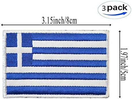 3Pack Greece Flag Patch Greek Flags Patchs, Greece Tactical Flag Embroidery Patch with, for Hats, Tactical Bags, Jackets, Clothes Patch Team Milit...