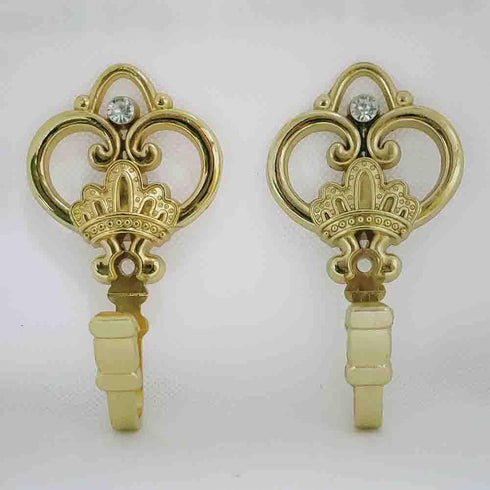 Crown Curtain Wall Hook Household Clothes Hanging Hook Window Drapery Medallion Holdbacks, Curtain Tiebacks, Wall Hook, Tassel Holder 1 Double (Go...