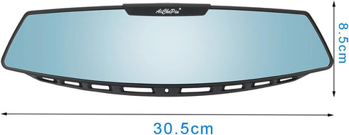 Car Rear View Mirror, 12" Wide Angle Universal Curve Convex Rearview Mirror Interior Clip On Original Mirror (Blue Mirror)...