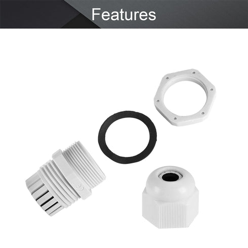 Fielect 4Pcs M20 Cable Gland Plastic Waterproof Cable Glands Joints Adjustable Connector White for 6-12mm Dia Cable...