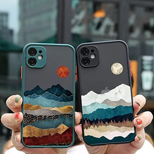 QLTYPRI Compatible with iPhone 7 Plus iPhone 8 Plus Case Sunset Mountain Nature Scenery Landscape Pattern Clear Hard PC Back Ultra Slim Shockproof...