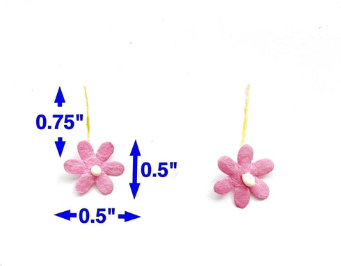 PL Set of 50 Tiny Flowers Embellishment with Thread stem Size 0.5" Mixed pink1 Mulberry Paper Flowers Craft Supplies Scrap Booking Embellishments ...