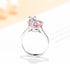 Dainty Cute 925 Silver Pink Heart Shaped Zircon Ring Bow Tie Ring for Women Anniversary Wedding Engagement Ring Promise Rings CZ Diamond Eternity ...