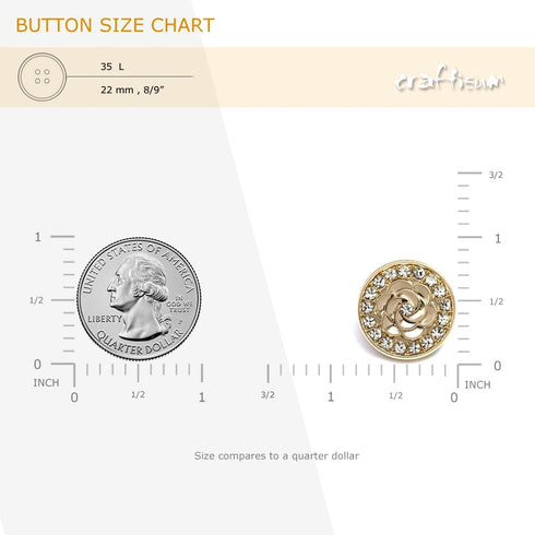 20 pcs Golden Metal Stamping Camellia Sewing Shank Coat Buttons -22mm -8/9"...