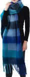 Women Scarf Winter Big Colorful Checked Thick Warm Wrap Scarves Casual Tassel Blanket Scarf Stylish Plaid Design...