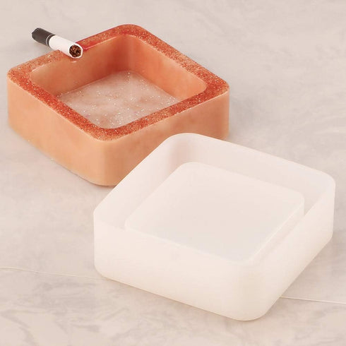 Ashtray Molds for Epoxy Resin, Resin Ashtray Molds Silicone Square and Round 2 PCS Set Easy to Demold (2 PCS Square)...