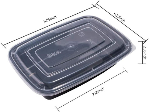 50-Pack Food Prep Containers, 1000ML/ 34 OZ Microwavable Food Storage Containers with Lids, Reusable Plastic lunch Containers Lunch Boxes- Stackab...