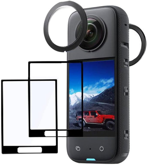 FiTSTILL Insta 360 X3 Sticky Easy Installation Lens Guard Screen Tempered Film Set, Lens Silicone Protector for Insta360 X3 Accessories LCD Temper...