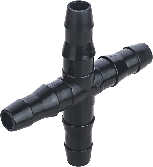 50-Pack Drip Irrigation Universal Connectors 1/4 Inch Barbed Tee Fittings for 1/4" Drip Irrigation Tubing, Barbed 4 Ways Connectors for 4mm/7mm Dr...
