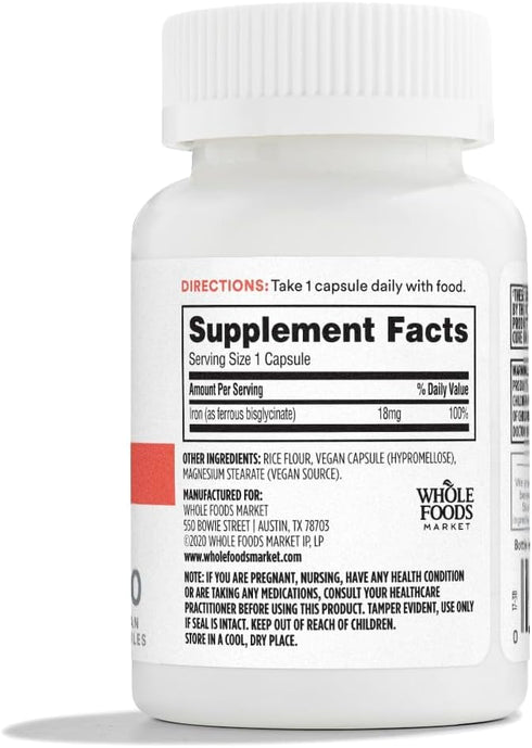 365 by Whole Foods Market, Iron Chelated 18Mg, 100 Veg Capsules...