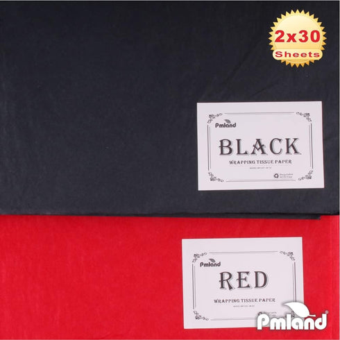 PMLAND Gift Wrapping Tissue Paper - Black and Red - 20 Inches x 26 Inches 60 Sheets...