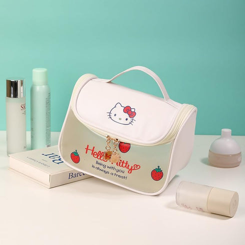 Kitty Travel Cosmetic Bag with Air Cushion Comb, Large Capacity Cosmetic Pouch Case Makeup Bag with Zipper, PVC Toiletry Bag Makeup Accessories Or...