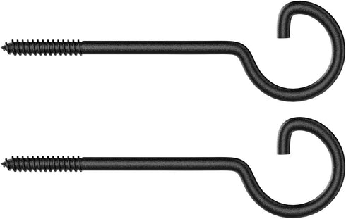 Screw in Hooks, 2 Pack 6 Inch Plant Hooks Outdoor Bird Feeder Hooks - Black Metal Ceiling Hooks for Hanging Plants,String Lights,Christmas Lights ...
