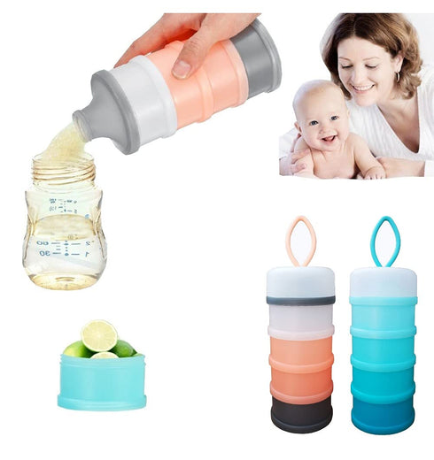 Baby Milk Powder Formula Dispenser, Non-Spill Portable and Stackable Formula Travel Container, 4 Layers Twist Lock Snack Storage Container for Pro...