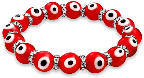 Colorful Turkish Glass Bead Good Luck Protection Evil Eye Stretch Bracelet Rondelle Crystal Spacer Stackable Protection More Colors for Women Teen...