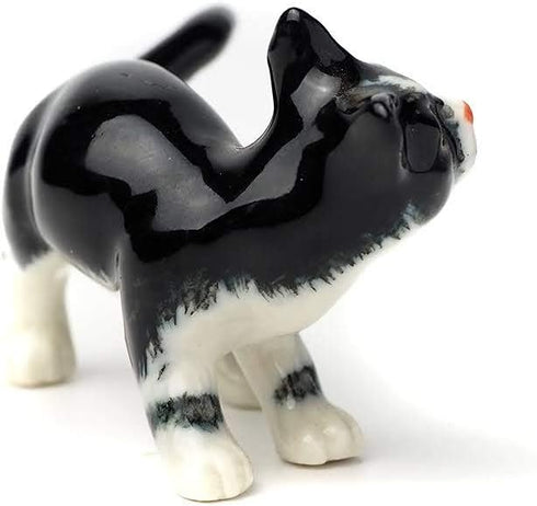 ZOOCRAFT Black Cat Figurine Ceramic Animal Miniature Handcrafted Kitten Gift Decor DIY Craft Design Collectible, 1.10 x 2.40 x 1.34 inches...