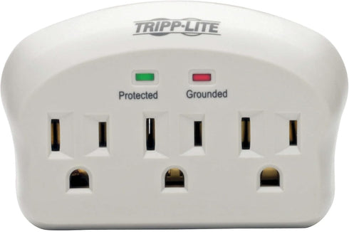 Tripp Lite 3 Outlet Portable Surge Protector Power Strip, Direct Plug In, $5,000 INSURANCE (SK3-0), Apple, Grey...