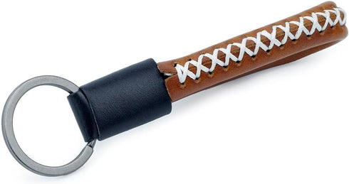 Luxury Ostrich Grain Leather Valet Keychain, Elegant Designer Key Chain with 3 Detachable Key Rings...