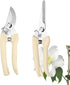 2 Pack Flower Scissors Set Stainless Steel Floral Design Supplies Tools for Flower Stem Cutter Rose Stripper Dethorner (Beige)...