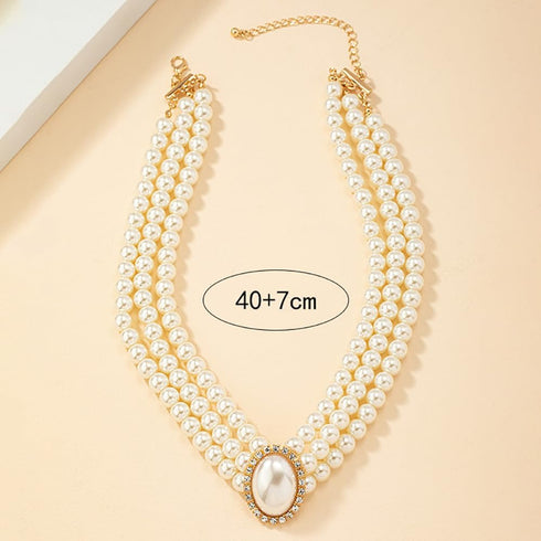 Denifery Boho 3 Tier Dainty Rhinestones Pearls Chunky Short 1920s Choker Necklace Chain Multilayer Choker Pendant Necklaces Prom Party for Women...