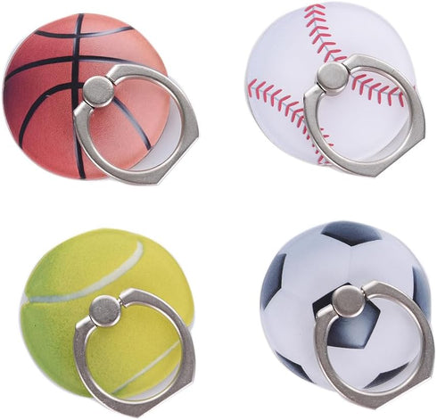 4Pack Cute Phone Ring Holder, JCSMARTEC Basketball Football Tennis Baseball Volleyball Rugby Shaped 360 Rotation Finger Ring Stand Kickstand Grip ...