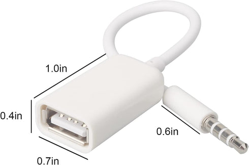AUX to USB Adapter 3.5mm Male Audio Jack Plug to USB 2.0 Female Converter Cord Cable 2PACK Only Work (CAR Need MP3 Decode Function,Can't Fit All K...