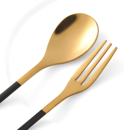 AnSaw 10-Pieces Small Coffee Spoons and 10-Pieces Desserts Forks, 4.7-inch Stainless Steel With Leaf Handle (Black & Gold)...